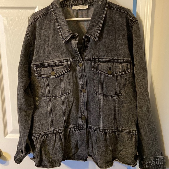 Altar'd State Jackets & Blazers - Dark grey jean jacket with adorable details.